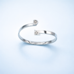 “A Lot More Than Two” Adjustable Cuff Bracelet — 950 Silver, Custom Quartz & Lab Diamonds