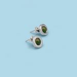 "Circles with /stones" Earrings, 950 silver - Image 2