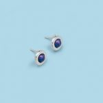 "Circles with /stones" Earrings, 950 silver - Image 3