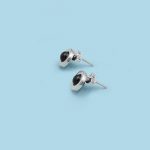"Circles with /stones" Earrings, 950 silver - Image 4