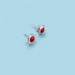 "Circles with /stones" Earrings, 950 silver - Image 6