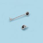 Asymmetric Earrings with Straight Stick with Stone, 950 silver - Image 3