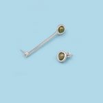 Asymmetric Earrings with Straight Stick with Stone, 950 silver - Image 6