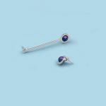 Asymmetric Earrings with Straight Stick with Stone, 950 silver - Image 7