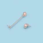 Asymmetric Earrings with Straight Stick with Stone, 950 silver - Image 5
