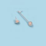 Asymmetric Earrings with Straight Stick with Stone, 950 silver - Image 2