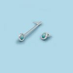 Asymmetric Earrings with Straight Stick with Stone, 950 silver - Image 4