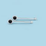 Straight Stick Earrings with Stone, 950 silver - Image 9