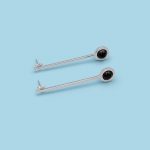 Straight Stick Earrings with Stone, 950 silver - Image 7