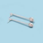 Straight Stick Earrings with Stone, 950 silver - Image 8