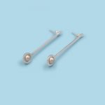 Straight Stick Earrings with Stone, 950 silver - Image 6