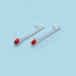 Straight Stick Earrings with Stone, 950 silver - Image 3