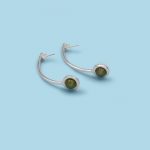 Curved Earrings with Stone, 950 silver - Image 2