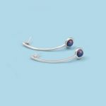 Curved Earrings with Stone, 950 silver - Image 4