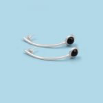 Curved Earrings with Stone, 950 silver - Image 6
