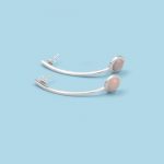 Curved Earrings with Stone, 950 silver - Image 5