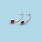 Curved Earrings with Stone, 950 silver - Image 7