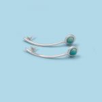 Curved Earrings with Stone, 950 silver - Image 3