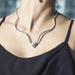 Line of Light Necklace | Pearl & 950 Silver Sculptural Choker